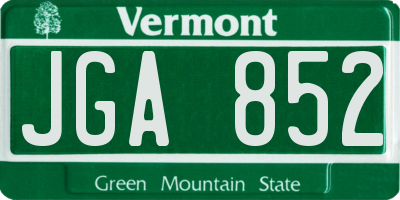 VT license plate JGA852