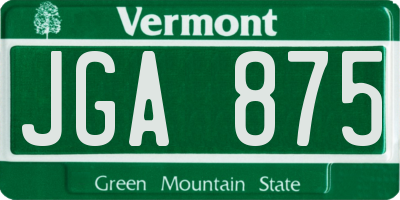 VT license plate JGA875