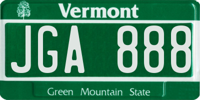 VT license plate JGA888