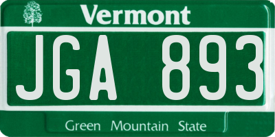 VT license plate JGA893