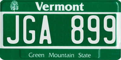 VT license plate JGA899
