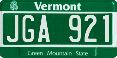 VT license plate JGA921