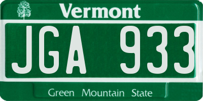 VT license plate JGA933