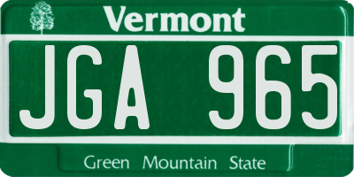 VT license plate JGA965