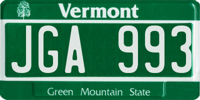 VT license plate JGA993
