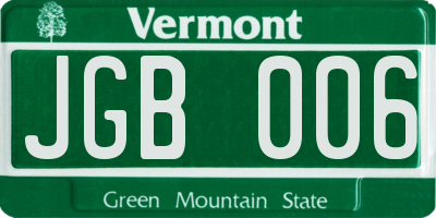 VT license plate JGB006