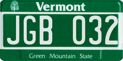 VT license plate JGB032
