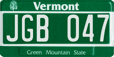 VT license plate JGB047