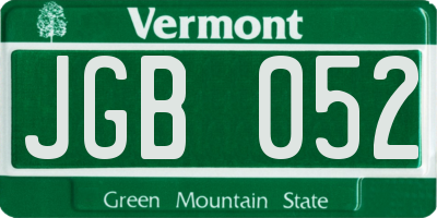 VT license plate JGB052