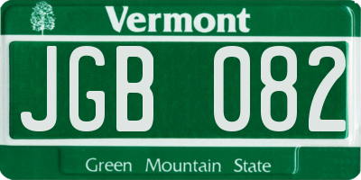 VT license plate JGB082