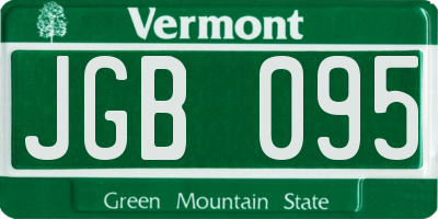 VT license plate JGB095
