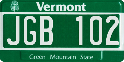 VT license plate JGB102
