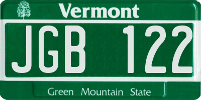 VT license plate JGB122