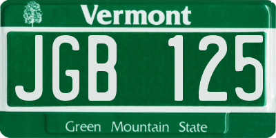 VT license plate JGB125