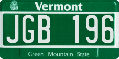 VT license plate JGB196