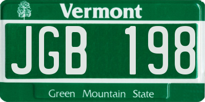 VT license plate JGB198
