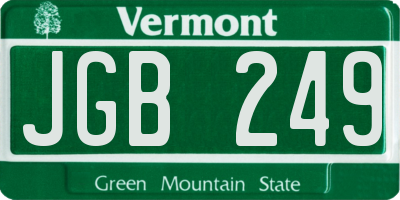 VT license plate JGB249