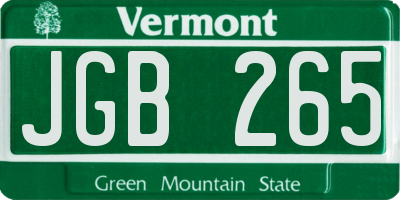 VT license plate JGB265