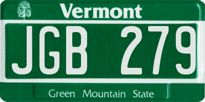 VT license plate JGB279