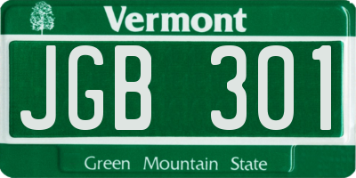 VT license plate JGB301