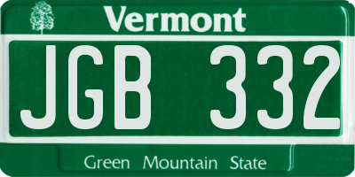 VT license plate JGB332