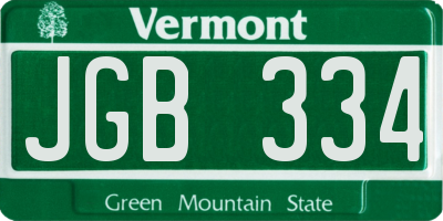 VT license plate JGB334