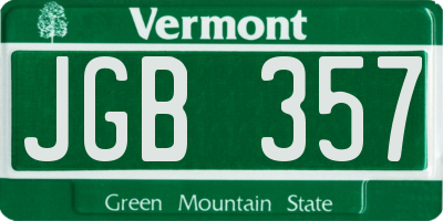 VT license plate JGB357