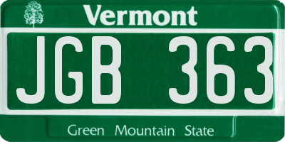 VT license plate JGB363