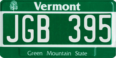 VT license plate JGB395