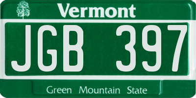 VT license plate JGB397