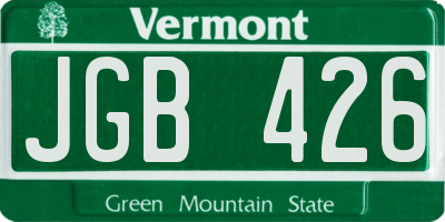 VT license plate JGB426