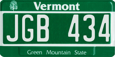 VT license plate JGB434