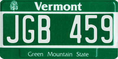 VT license plate JGB459