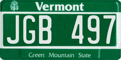 VT license plate JGB497