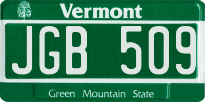 VT license plate JGB509