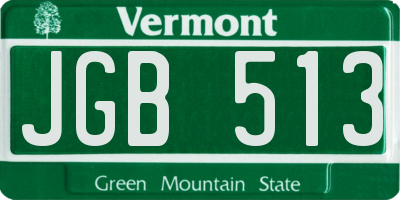 VT license plate JGB513