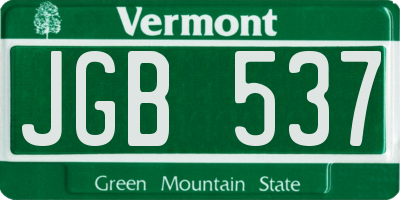 VT license plate JGB537
