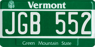 VT license plate JGB552
