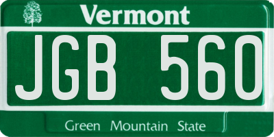 VT license plate JGB560