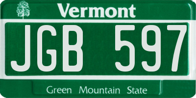 VT license plate JGB597