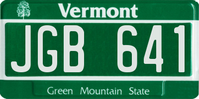 VT license plate JGB641