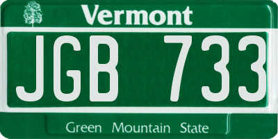 VT license plate JGB733