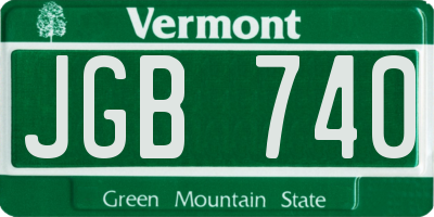 VT license plate JGB740