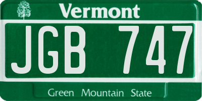VT license plate JGB747