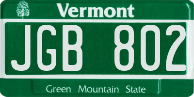 VT license plate JGB802