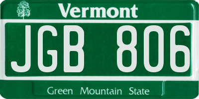VT license plate JGB806