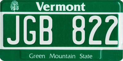 VT license plate JGB822