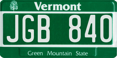 VT license plate JGB840
