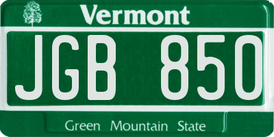 VT license plate JGB850