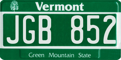VT license plate JGB852